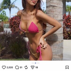 Capittana Andrea Pink Bikini Set -M top L Brazilian bottom